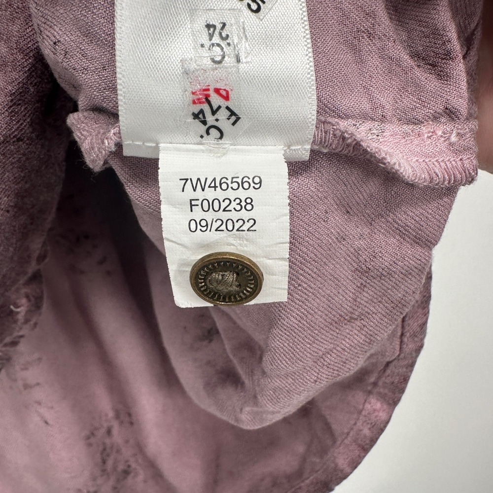 Lucky Brand Women M Mauve Floral Button Peplum Blouse Boho Cottagecore Top - Picture 6 of 11